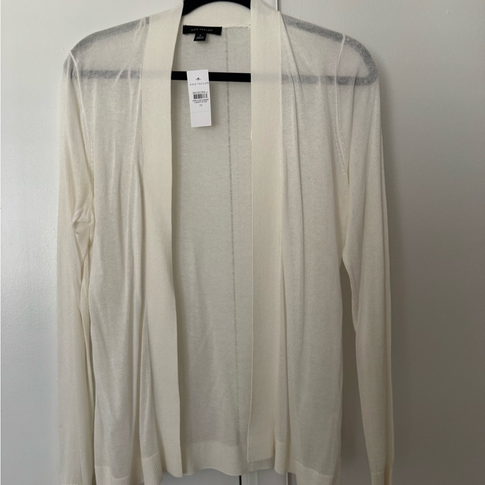 Ann Taylor Open Front Lightweight Cardigan in Ivory NWT